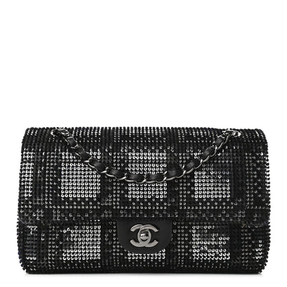 Chanel Velvet Sequin Mesh Lambskin Medium Double Flap Black 1 of 8
