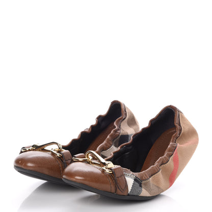 Burberry Heritage House Check Shipley Elastic Ballerina Flats 36 Brown 3 of 11