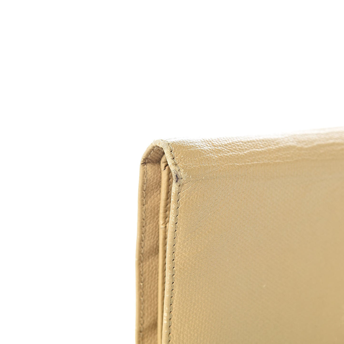 Grained Calfskin CC Button Yen Wallet Beige