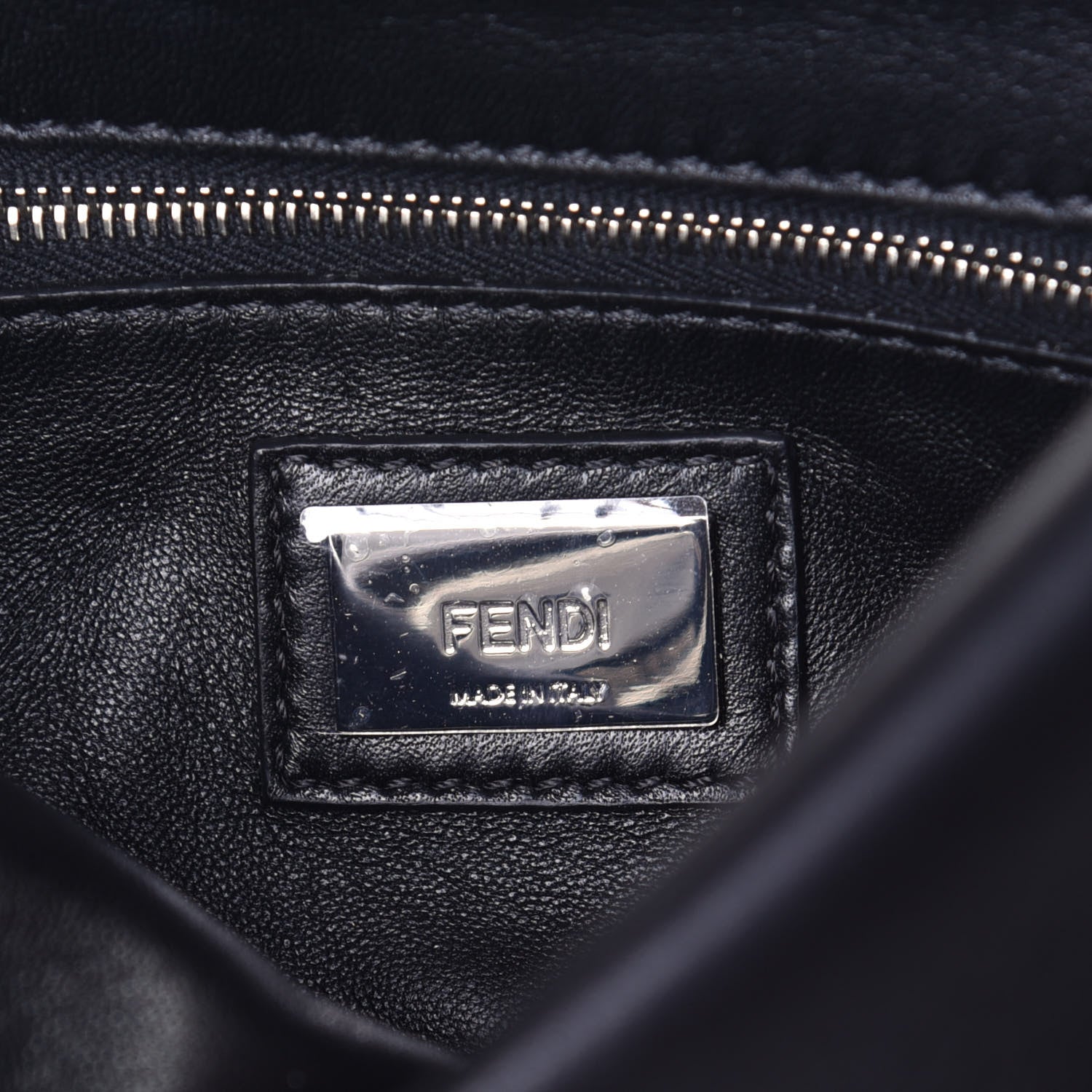 Fendi Nappa Orchid Embroidered Mini Peekaboo Iconic Satchel Black 7 of 9