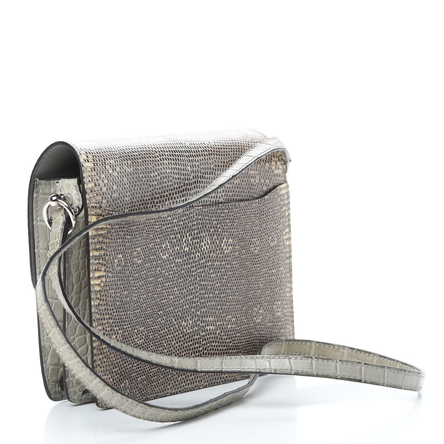 Matte Alligator Lizard Mini Sac Roulis Ombre Gris Perle