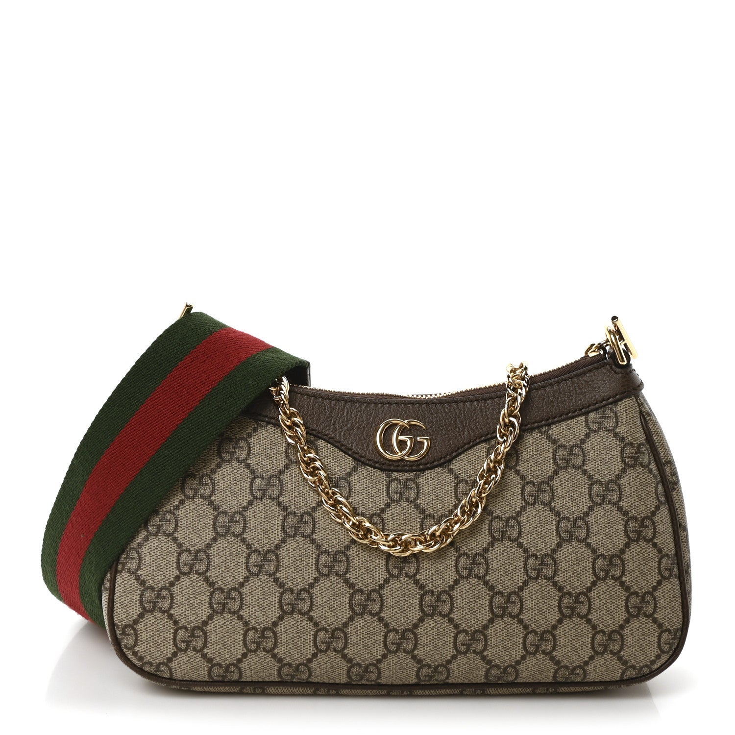 Gucci GG Supreme Monogram Textured Dollar Calfskin Web Small Ophidia GG Handbag Beige Ebony New Acero 1 of 10