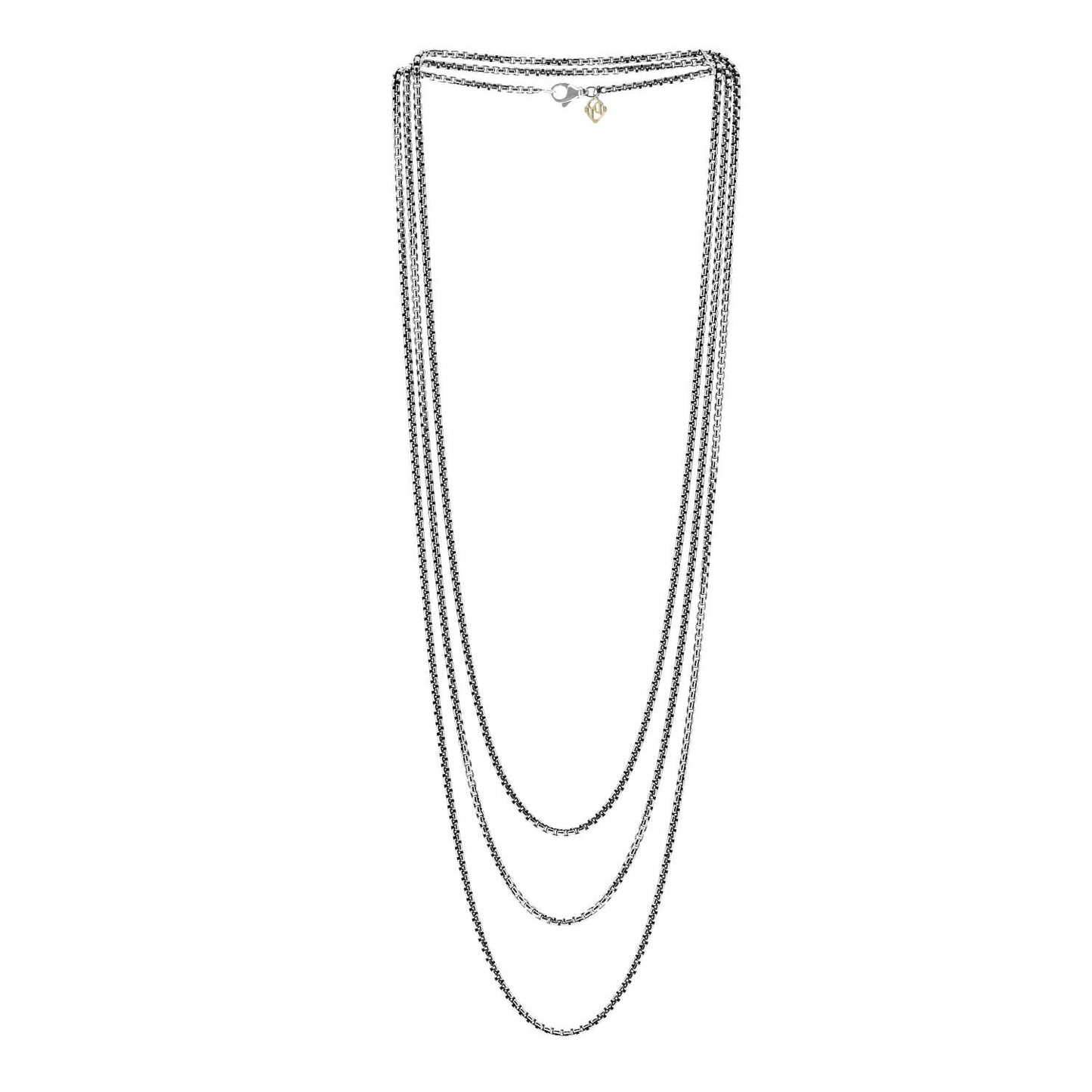 Sterling Silver 14K Yellow Gold 2.7mm Box Chain Necklace 72"