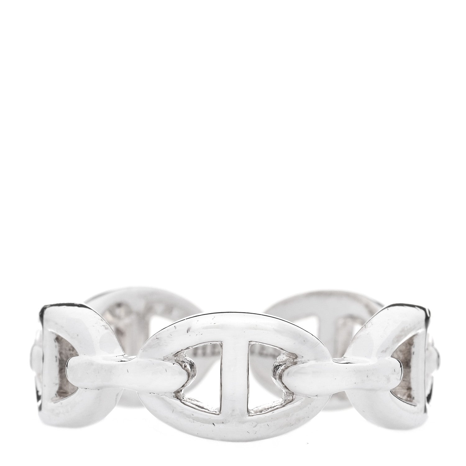 Hermes Sterling Silver PM Chaine d'Ancre Enchainee Band Ring 54 6.75 1 of 8