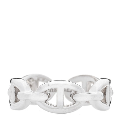 Hermes Sterling Silver PM Chaine d'Ancre Enchainee Band Ring 54 6.75 1 of 8