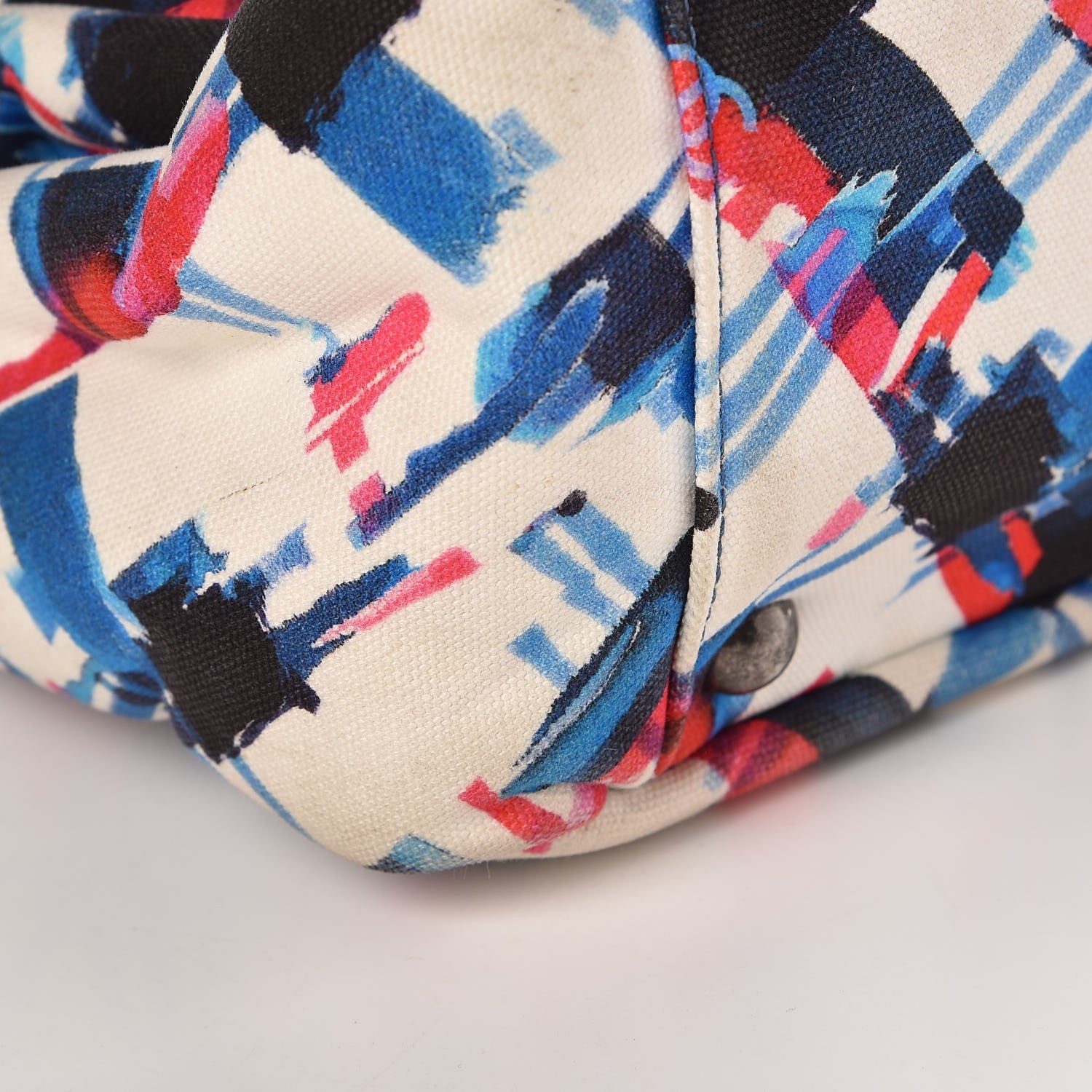 Chanel Canvas Printed XXL Travel Flap Bag White Blue Red Black 13 of 15