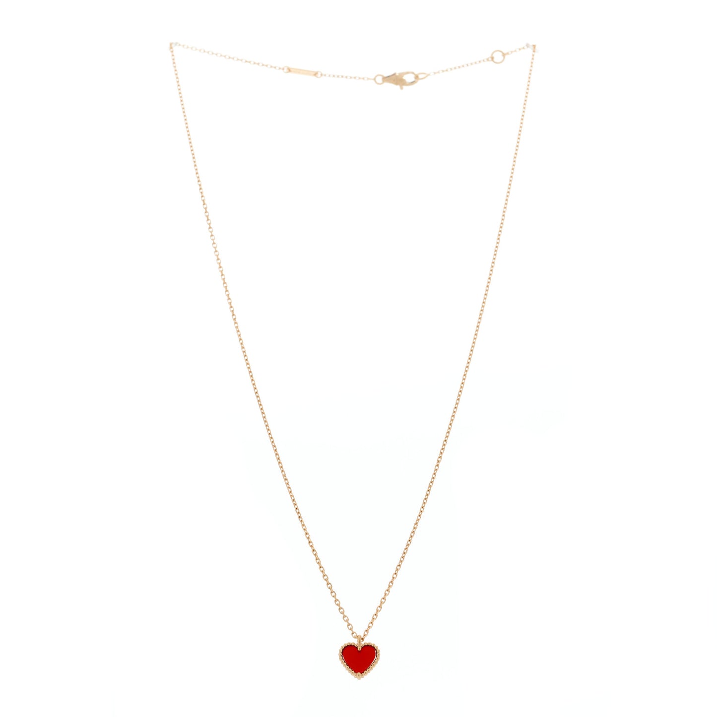 18k Rose Gold Carnelian Sweet Alhambra Heart Pendant Necklace