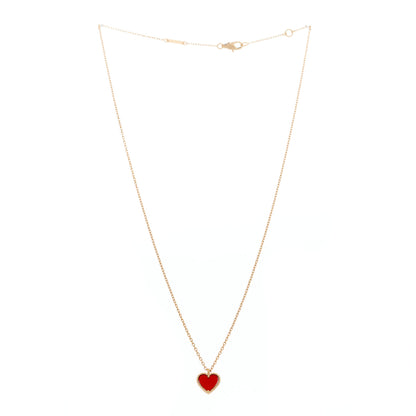 Van Cleef & Arpels 18k Rose Gold Carnelian Sweet Alhambra Heart Pendant Necklace 2 of 6