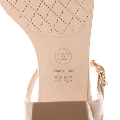 Chanel Lambskin Chain CC Logo Thong Sandals 36.5 Beige 7 of 9