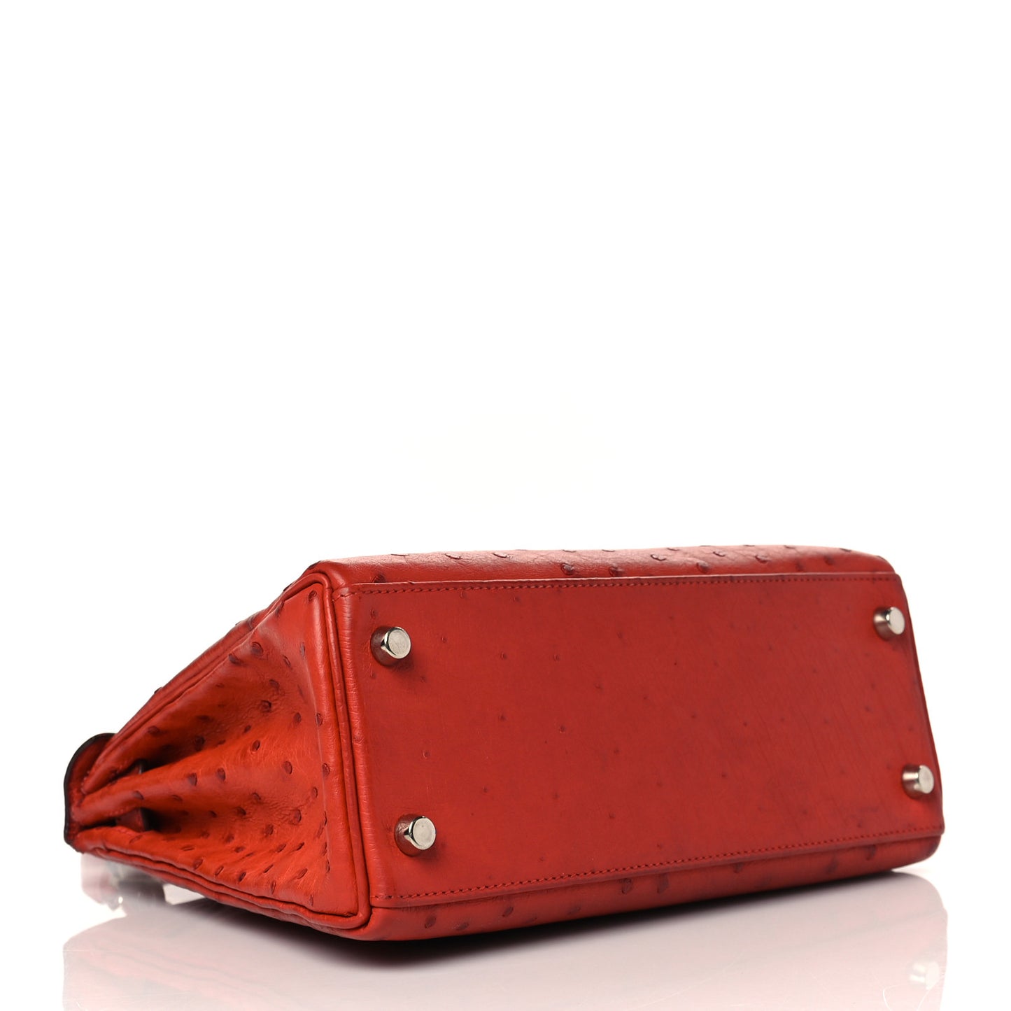 Ostrich Kelly Retourne 25 Rouge Vif