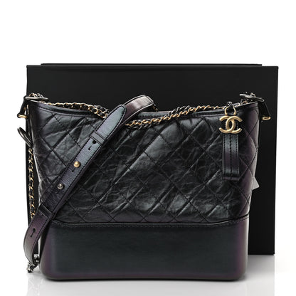 Chanel Iridescent Aged Calfskin Quilted Medium Gabrielle Hobo Black 11 of 11