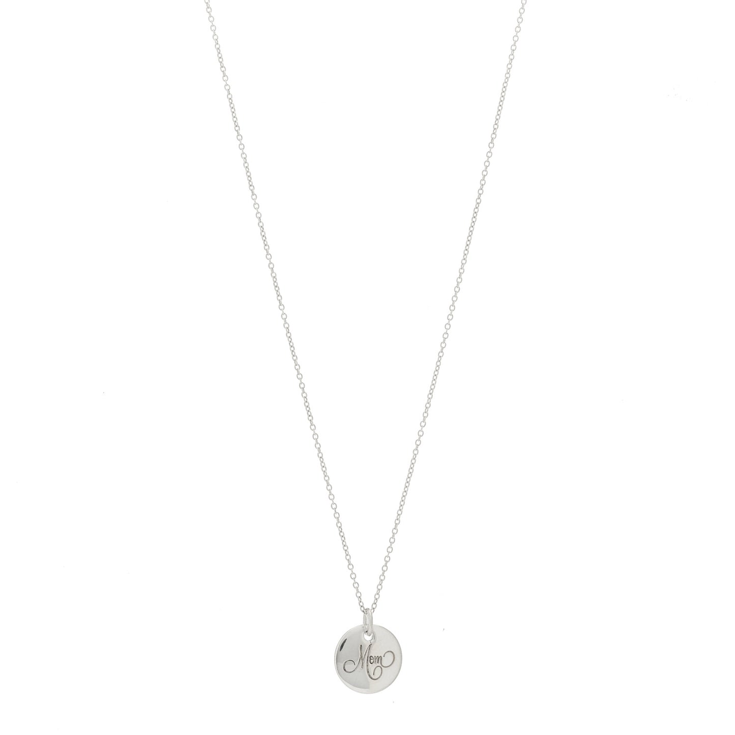 Sterling Silver Mom Disc Pendant Necklace