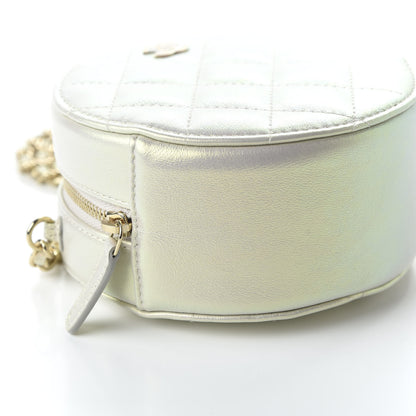 Chanel Iridescent Lambskin Quilted Round Clutch With Chain Ivory 7 of 12