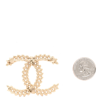 Chanel Crystal Sparkling Wheat CC Brooch Gold 2 of 4