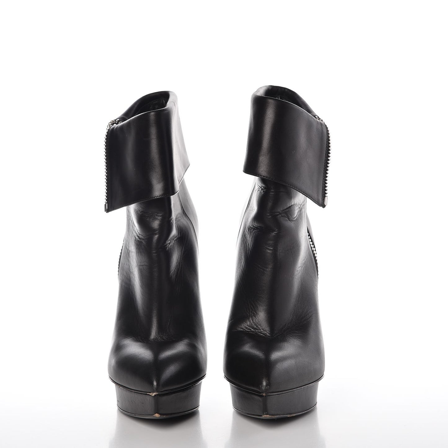 Calfskin Janis 105 Fold Over Ankle Boots 37.5 Black