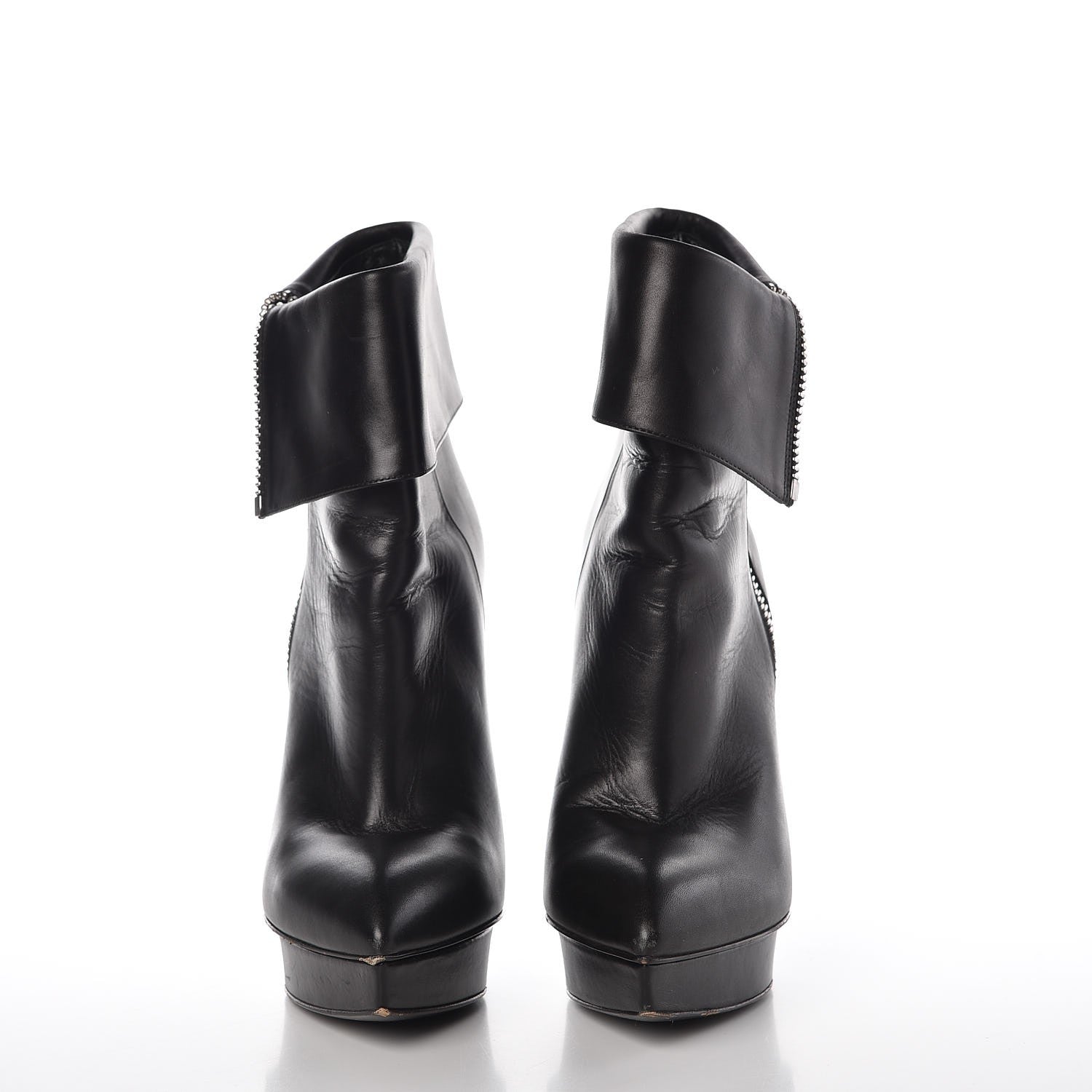 Saint Laurent Calfskin Janis 105 Fold Over Ankle Boots 37.5 Black 2 of 17