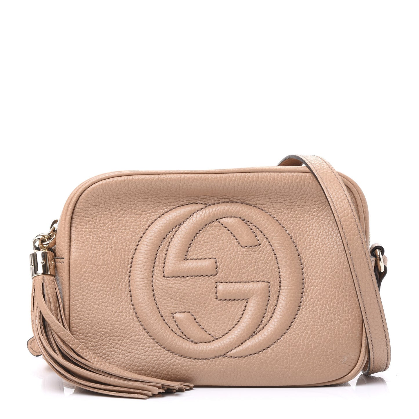 Pebbled Calfskin Small Soho Disco Bag Rose Beige