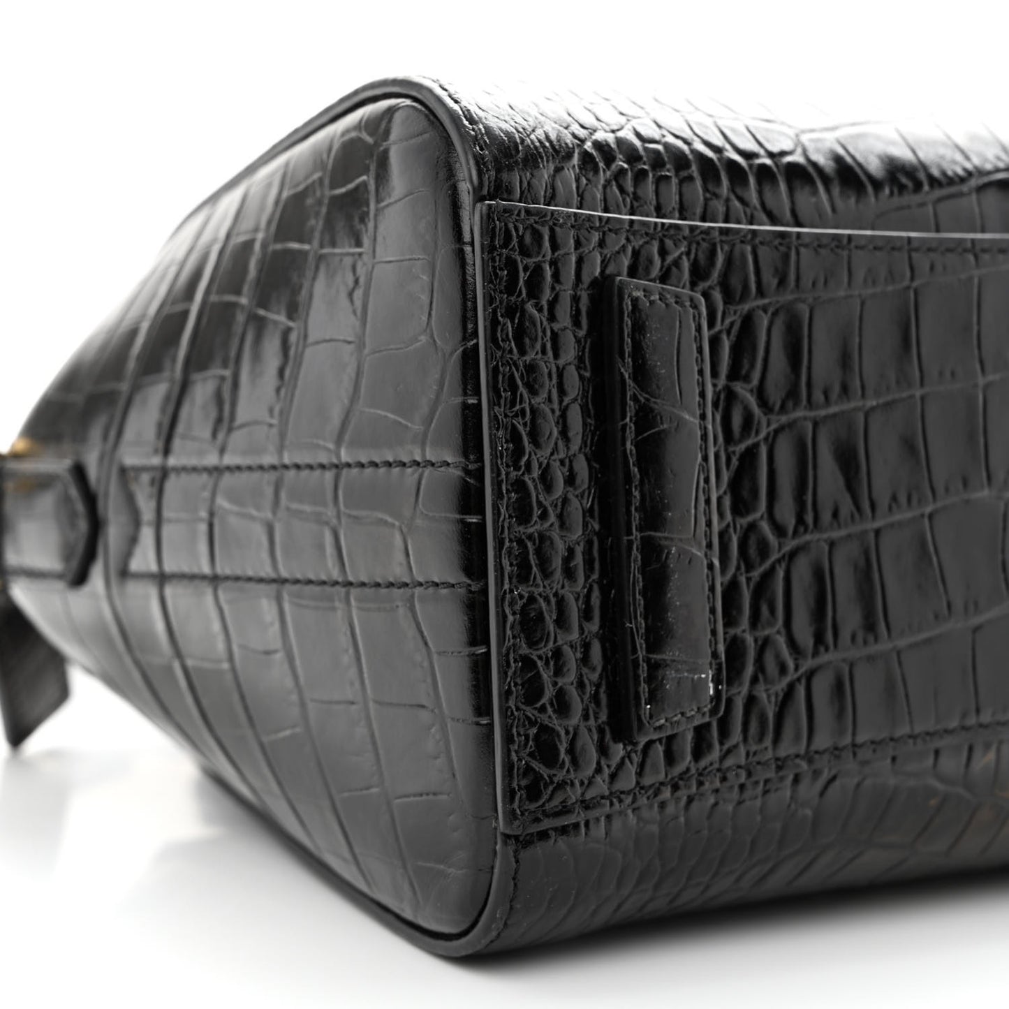 Calfskin Crocodile Embossed Mini Antigona Black
