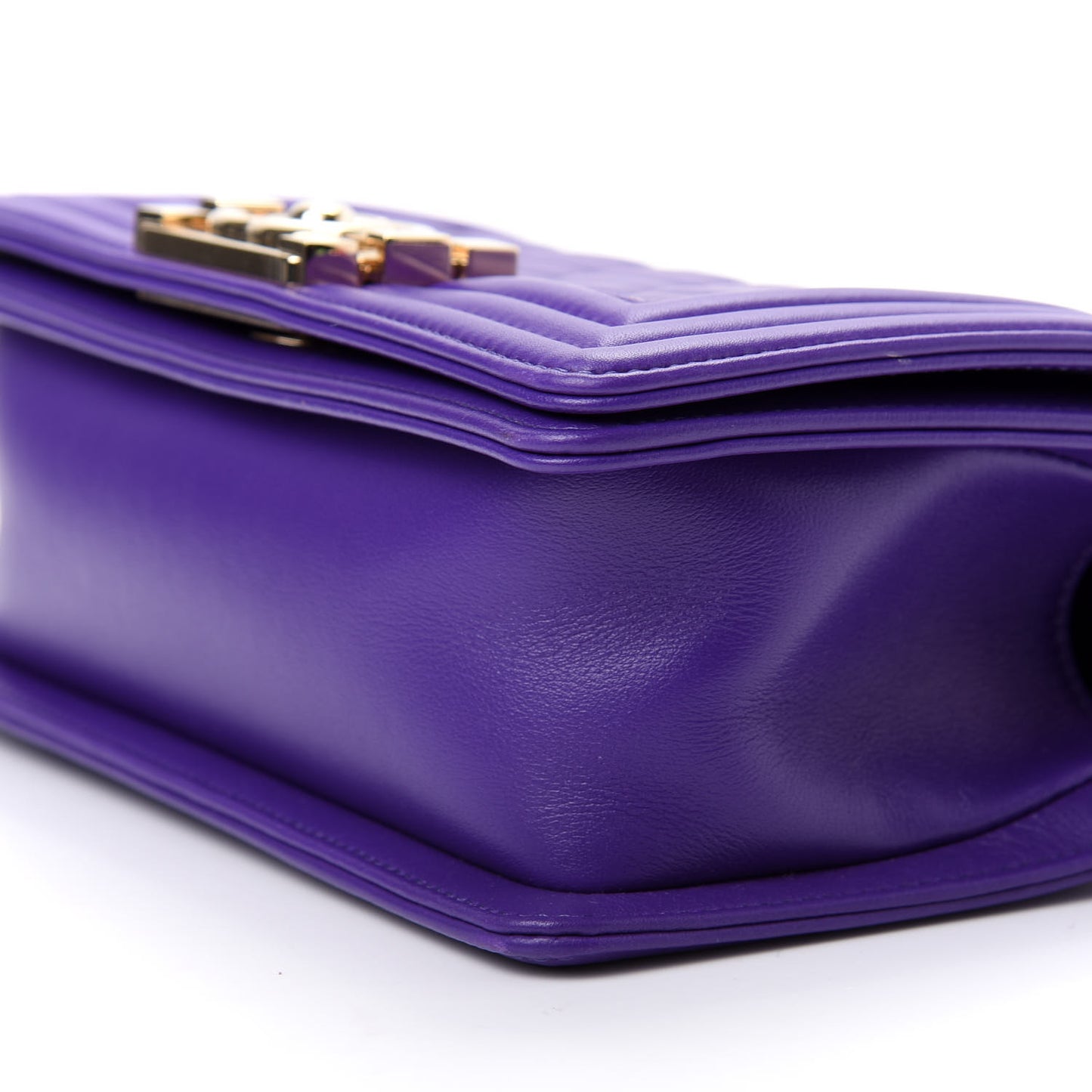 Calfskin Quilted Small Boy Flap Purple