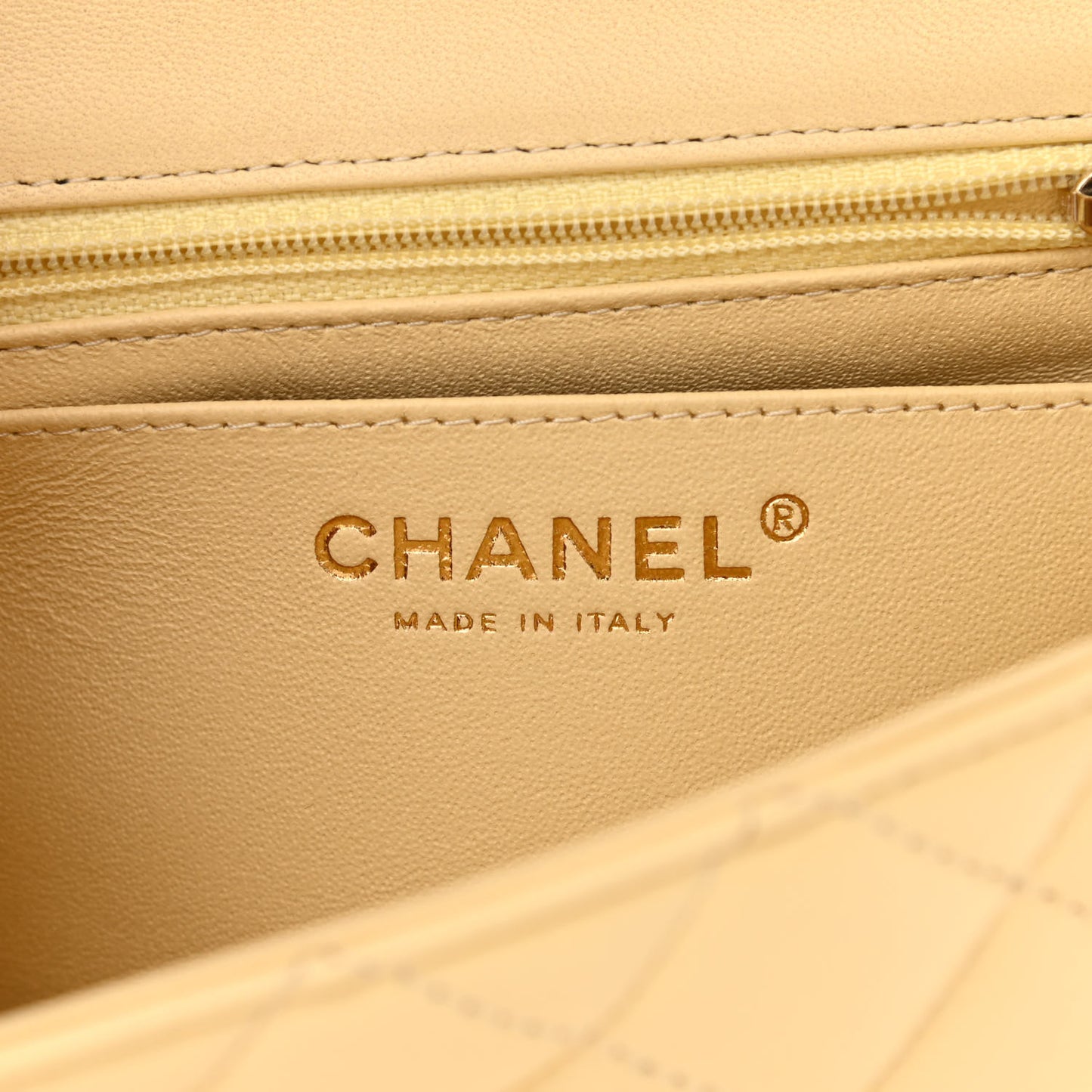 Lambskin Quilted Mini Square Flap Light Yellow