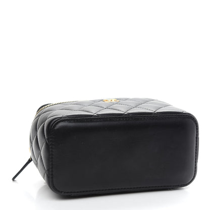 Chanel Lambskin Quilted Small Pearl Crush Vanity Case With Chain Black 4 of 9