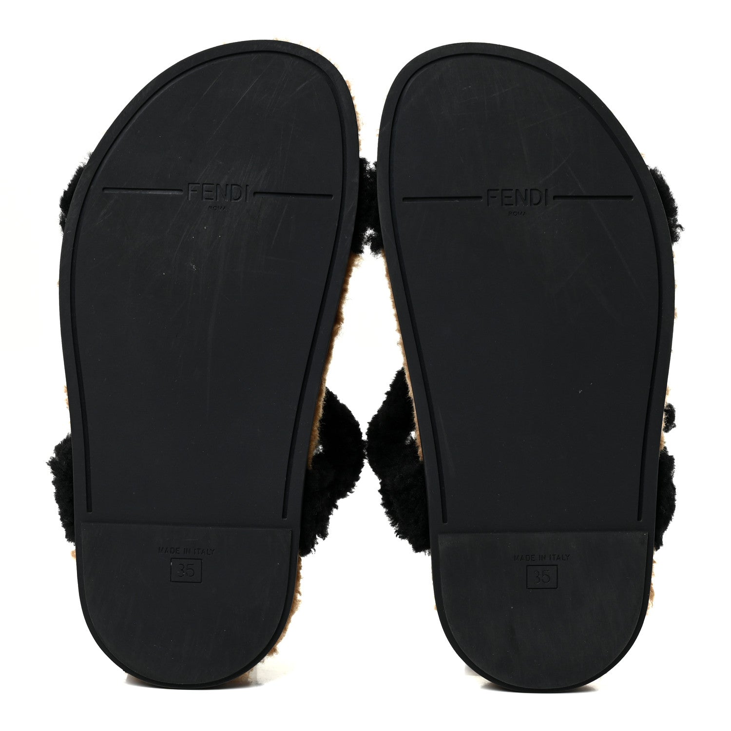 Fendi Shearling FF Fendi Feel Sandals 35 Tobacco Black 6 of 13