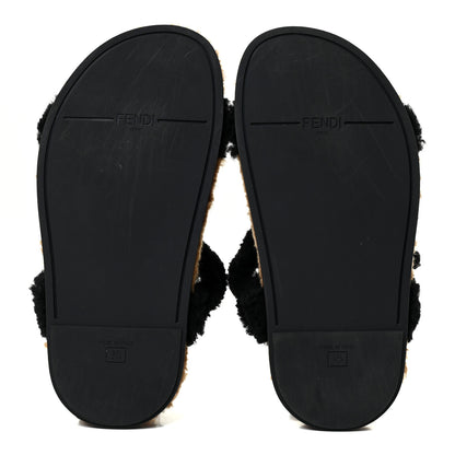 Fendi Shearling FF Fendi Feel Sandals 35 Tobacco Black 6 of 13