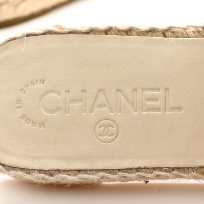 Chanel Iridescent Goatskin CC Espadrille Mules 40 Ivory Black 6 of 10