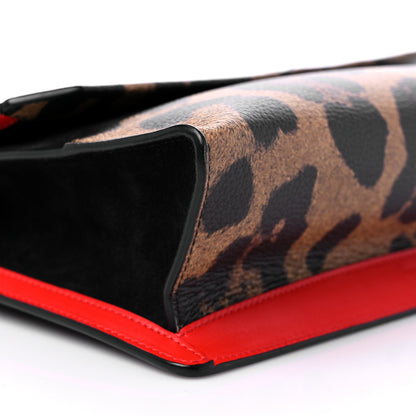 Christian Louboutin Calfskin Leopard Print Loubiblues Paris Clutch Bag Brown 8 of 13