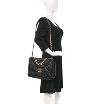 Chanel Lambskin Quilted Large Chanel 19 Flap Black 2 of 9