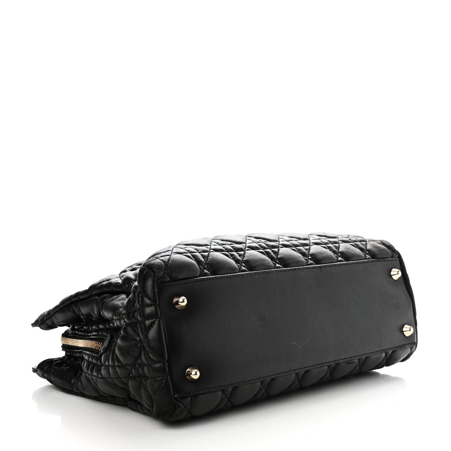 Lambskin Cannage Small Dior Soft Zipped Shopping Tote Black