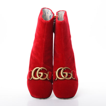 Gucci Softy Velvet Malaga Kid GG Victoire 55mm Ankle Boots 36.5 Hibiscus Red 6 of 11