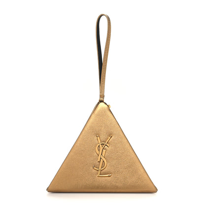 Saint Laurent Metallic Lambskin Pyramid Clutch Brome 1 of 12