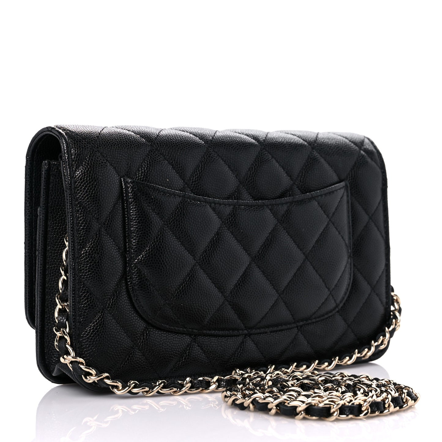 Caviar Quilted French New Wave Chain CC Wallet On Chain WOC Black