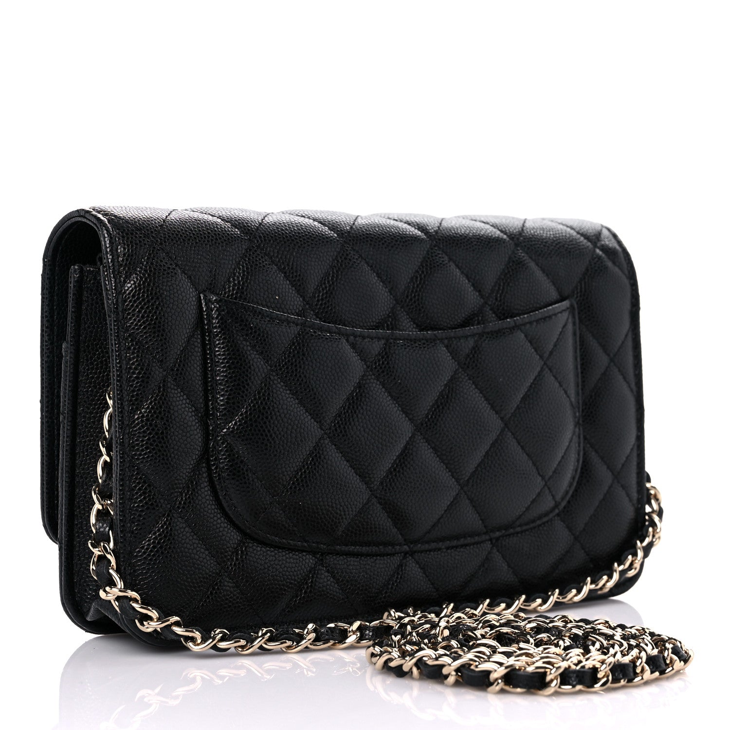 Chanel Caviar Quilted French New Wave Chain CC Wallet On Chain WOC Black 3 of 11