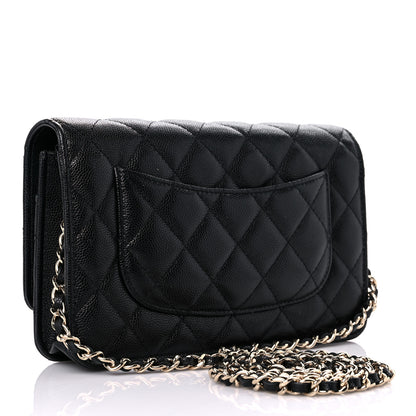 Chanel Caviar Quilted French New Wave Chain CC Wallet On Chain WOC Black 3 of 11