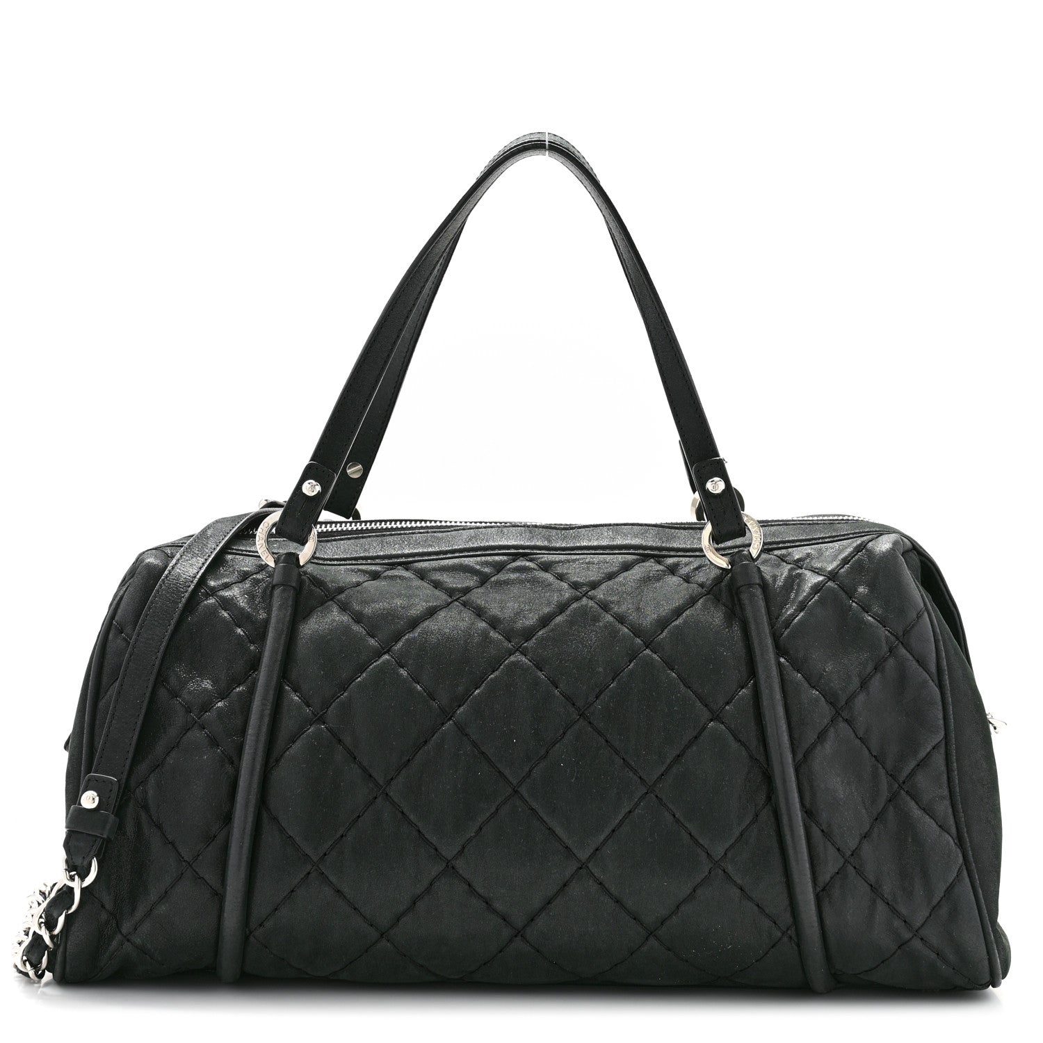 Chanel Iridescent Calfskin Quilted Relax CC Bowler Bag Black 1 of 12