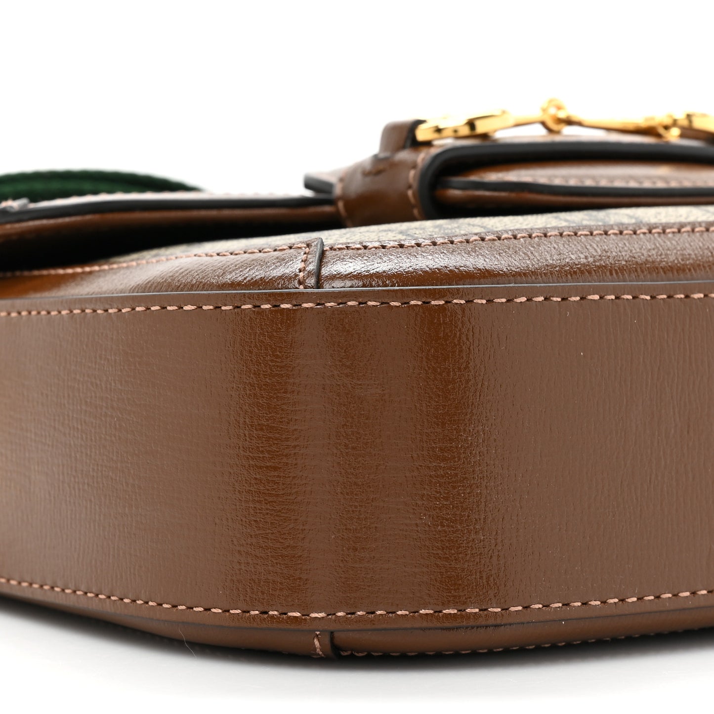GG Supreme Monogram Web Mini Horsebit 1955 Shoulder Bag Beige Brown Sugar