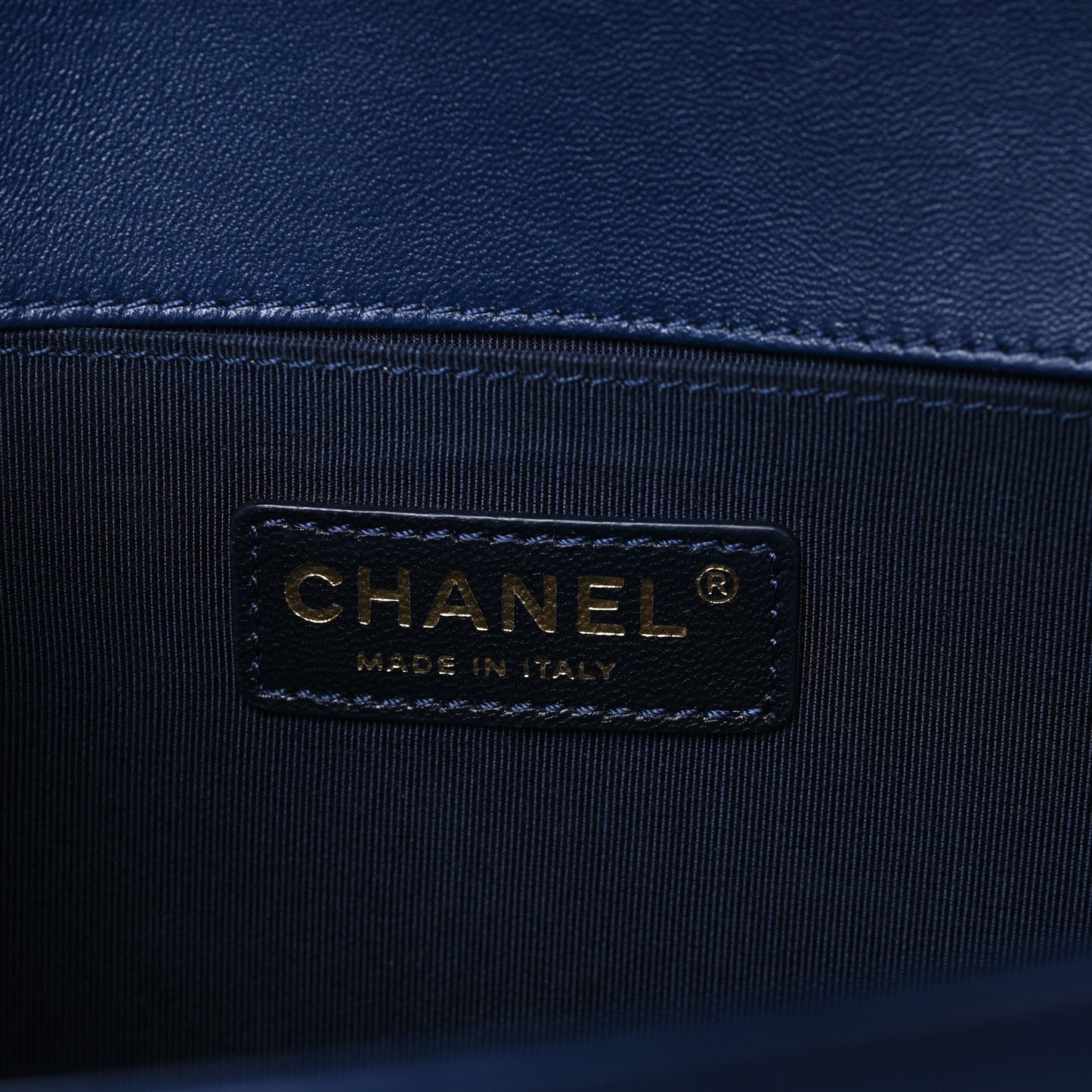 Lambskin Quilted Medium Boy Flap Dark Blue
