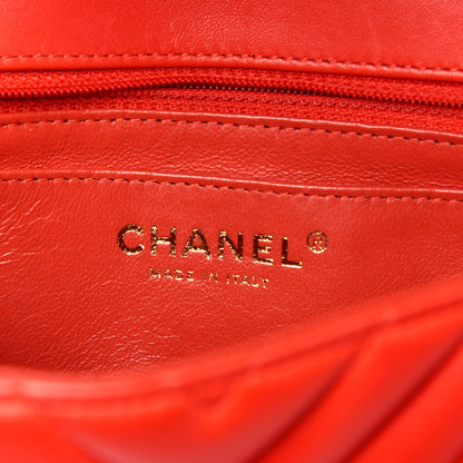 Chanel Lambskin Chevron Quilted Mini Rectangular Flap Red 6 of 9