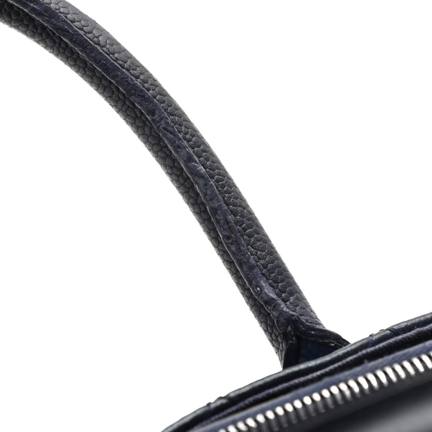 Grained Vegetal Calfskin Small Urban Shopping Tote Navy