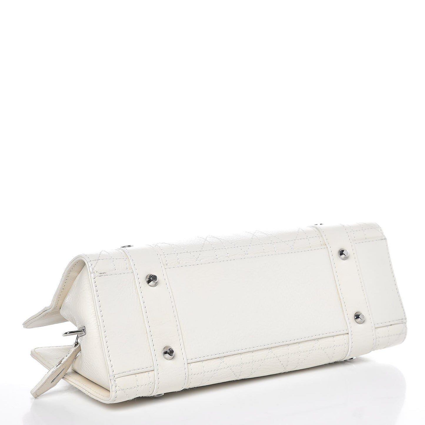 Calfskin Cannage Stitched Small Lady East West Lady Dior White
