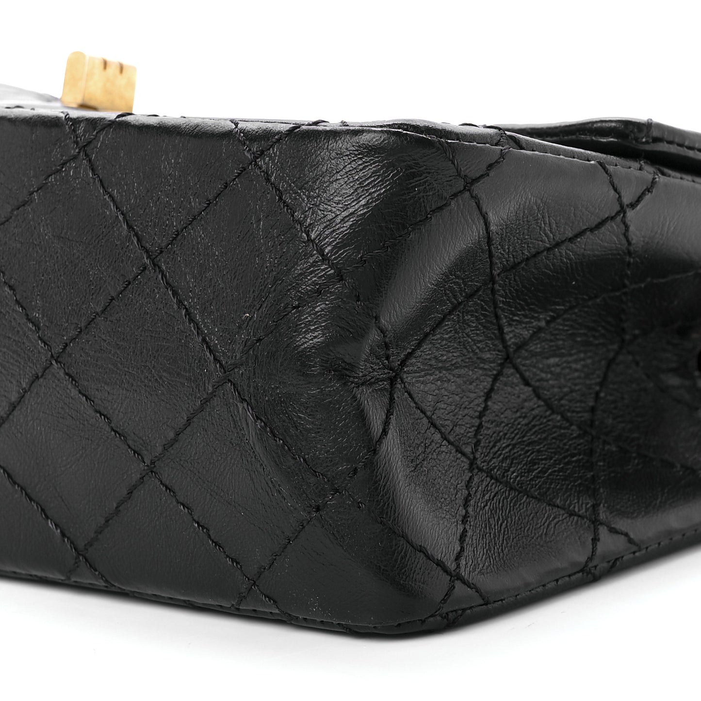 Aged Calfskin Quilted 2.55 Reissue Mini Flap Black