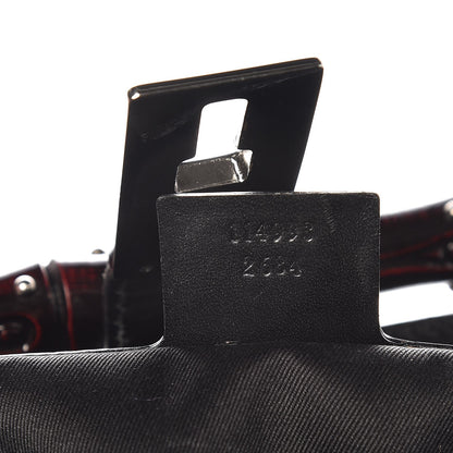 Gucci Monogram Studded Bamboo Bullet Satchel Black 7 of 7