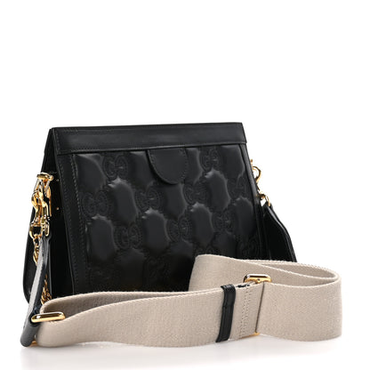 Gucci Calfskin GG Matelasse Small Slim Chain Shoulder Bag Black Natural 3 of 13