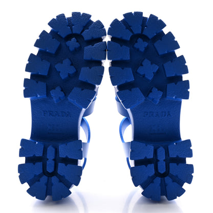 Prada Foam Rubber Metal Triangle Logo Mens Monolith 55mm Cage Sandals 5 Azzurro 6 of 11
