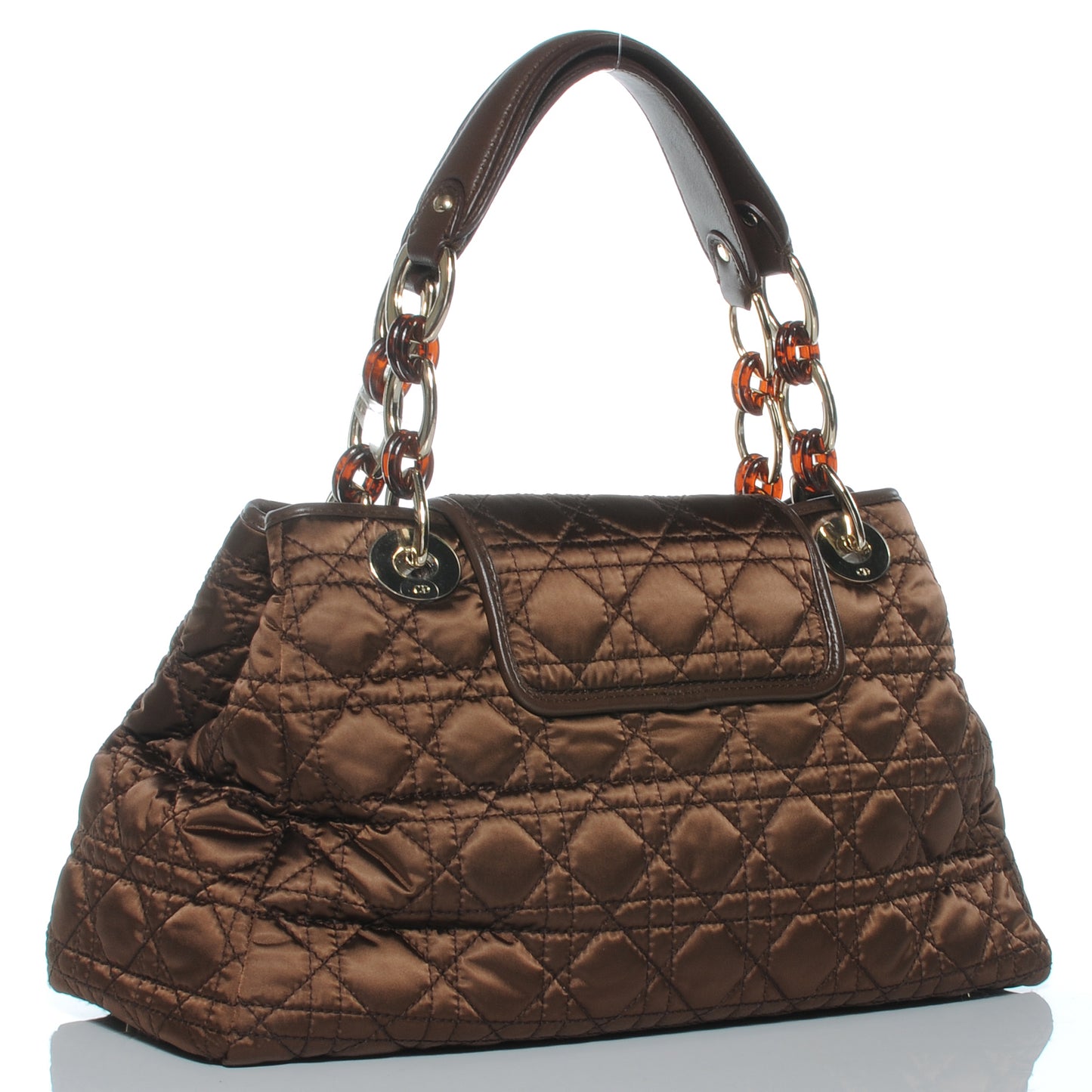 Nylon Cannage Medium Charming Lock Tote Chocolate