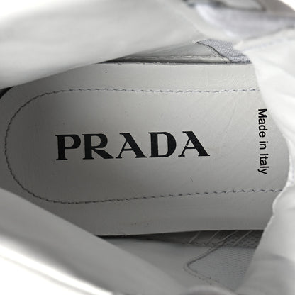 Prada Vitello Rois Triangle Womens Downtown High Top 30mm Sneakers 41 White Black 8 of 8