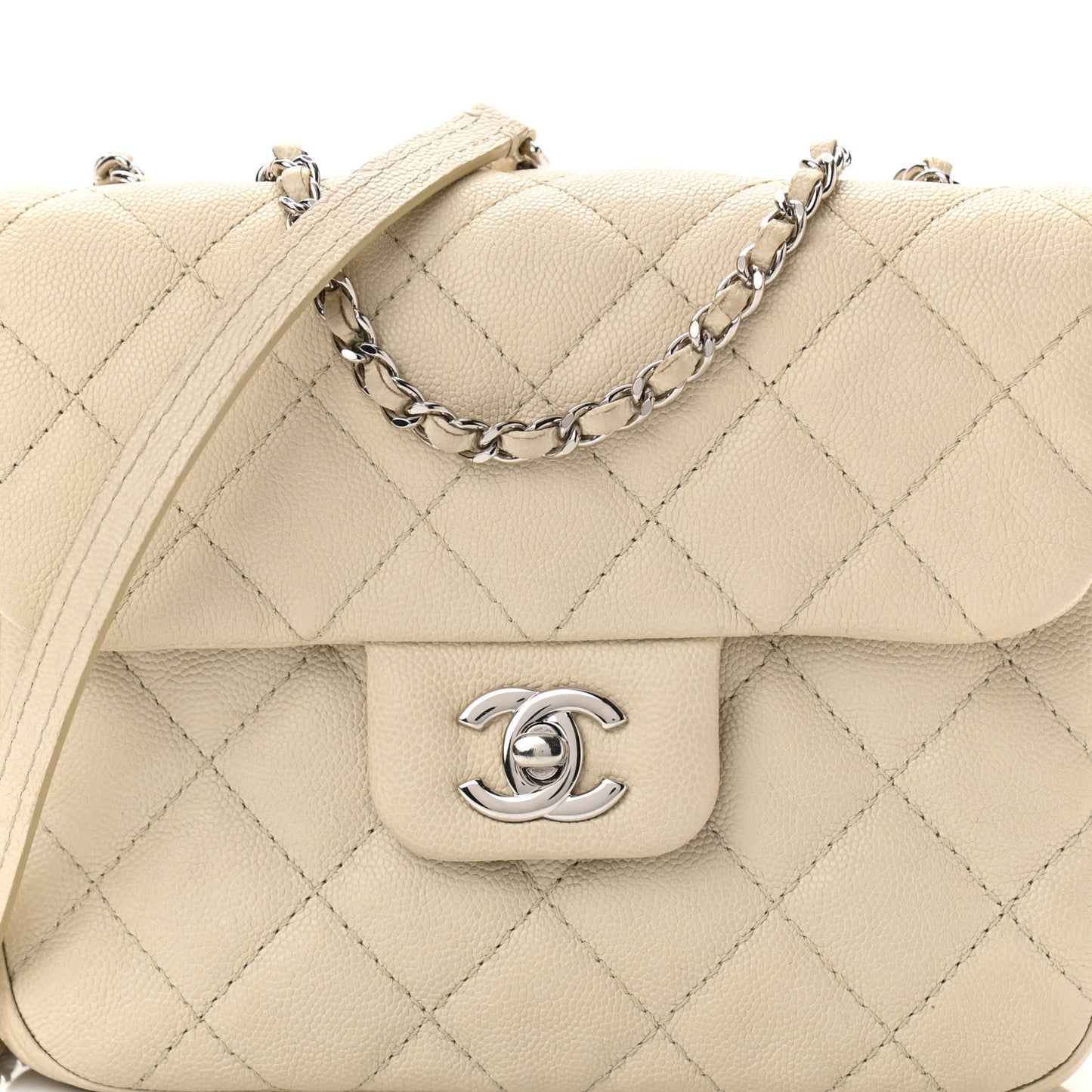 Caviar Quilted Small Urban Companion Flap White