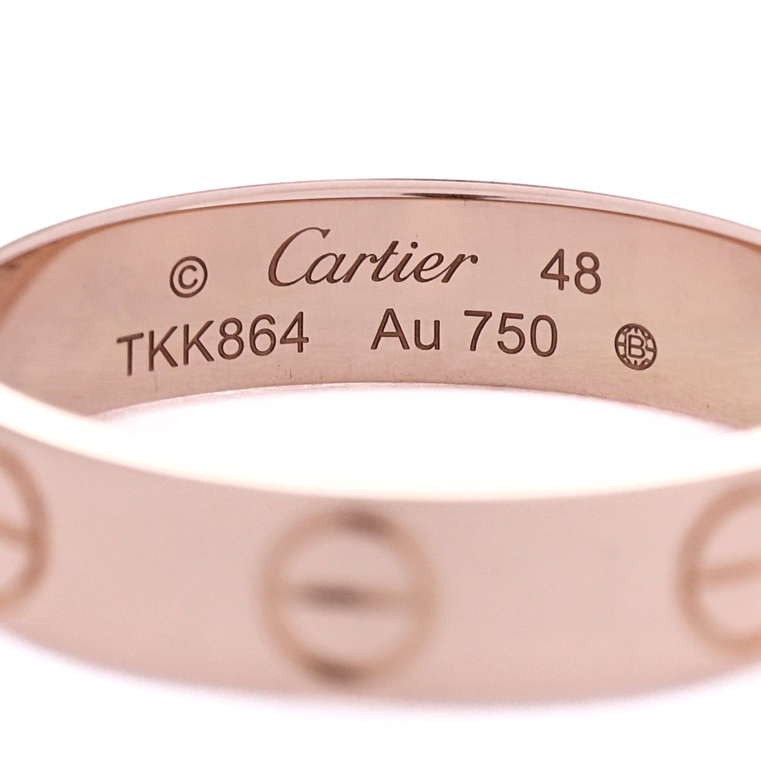 Cartier 18K Pink Gold 3.5mm LOVE Wedding Band Ring 48 4.5 4 of 5